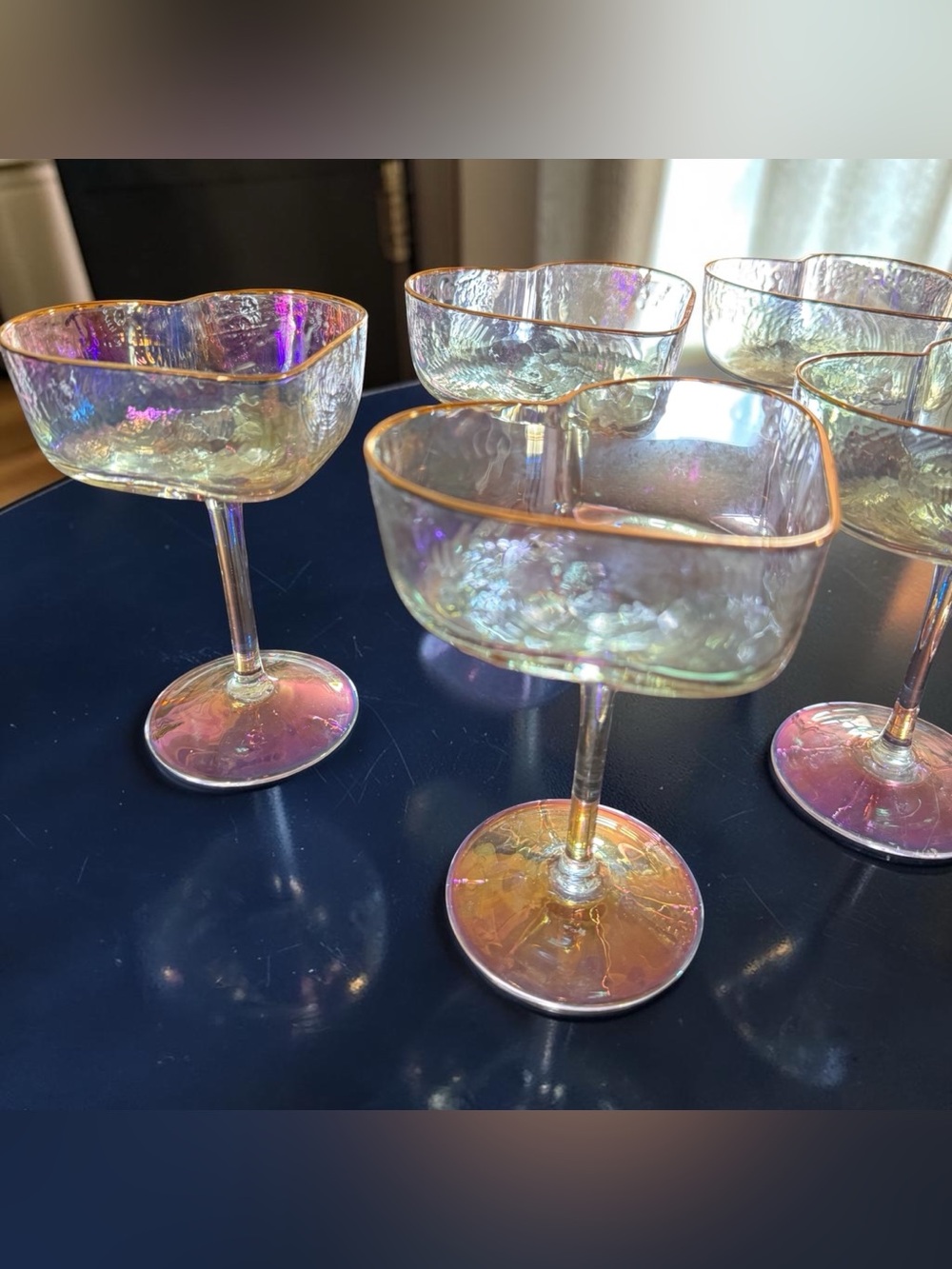 David Tutera Iridescent Heart Shaped Champagne Glasses - Set of 6